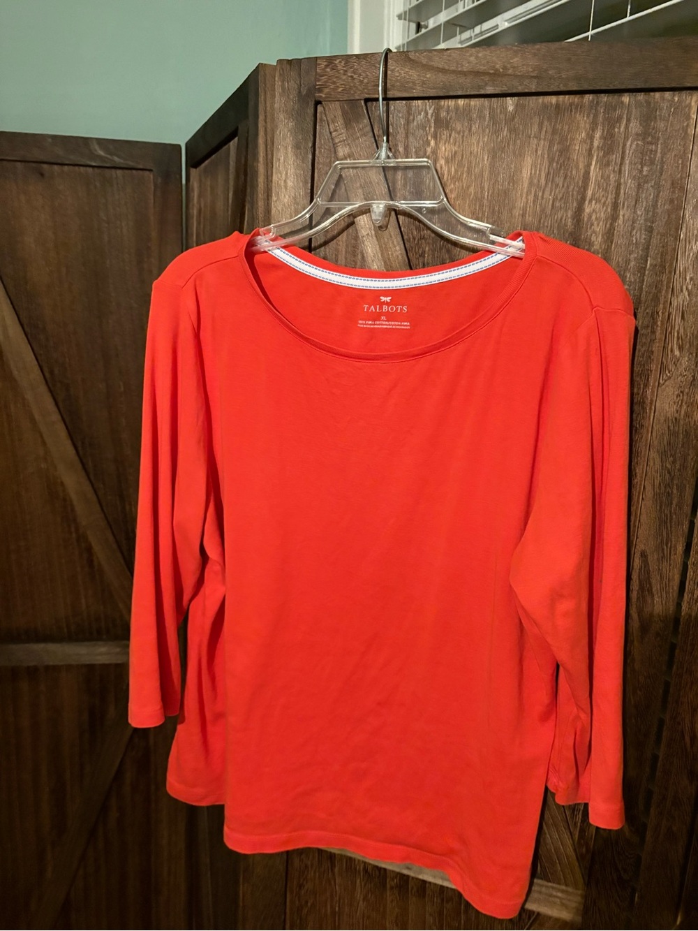 Talbots Orange 3/4 Sleeve Scoop Neck Tee